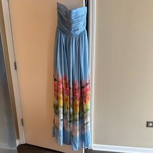 NWT Sau Lee Strapless Multicolor Gown